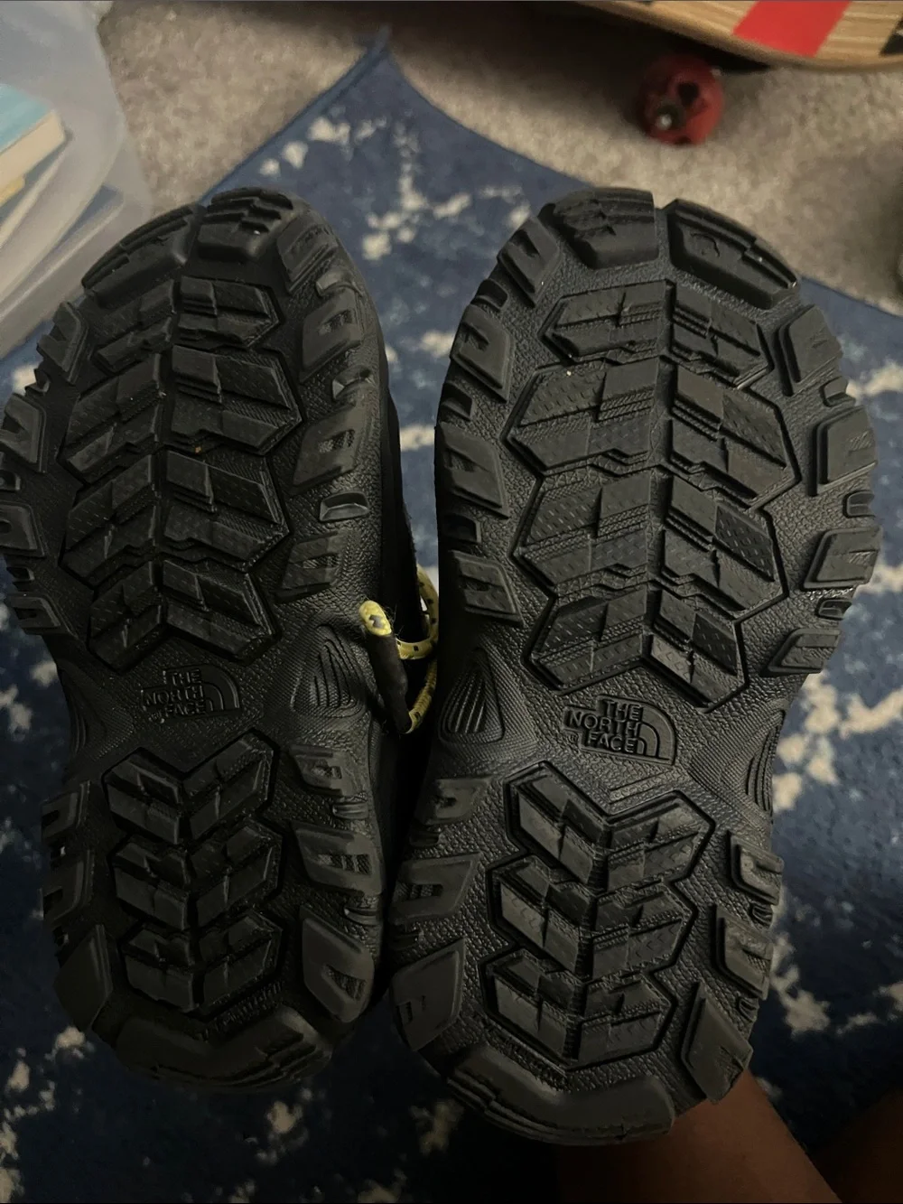 The North Face Kids Gray Suede Winter Boots with Yellow Laces